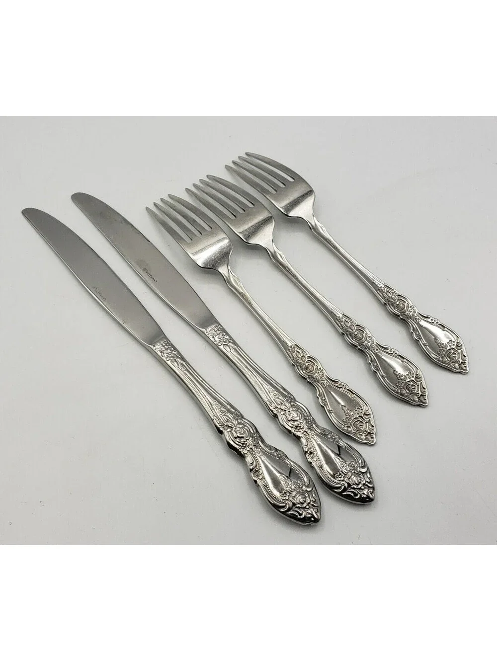 Oneida WORDSWORTH Stainless Flatware Dinner Knife & Forks Set of 5 Glossy